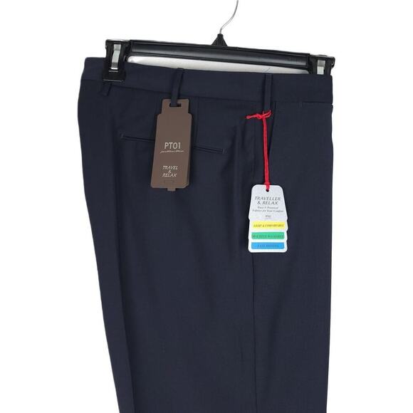PT Torino PT01 Easy-Fit Plainweave Stretch Dress Pants Navy 38W US/ 54 IT NWT